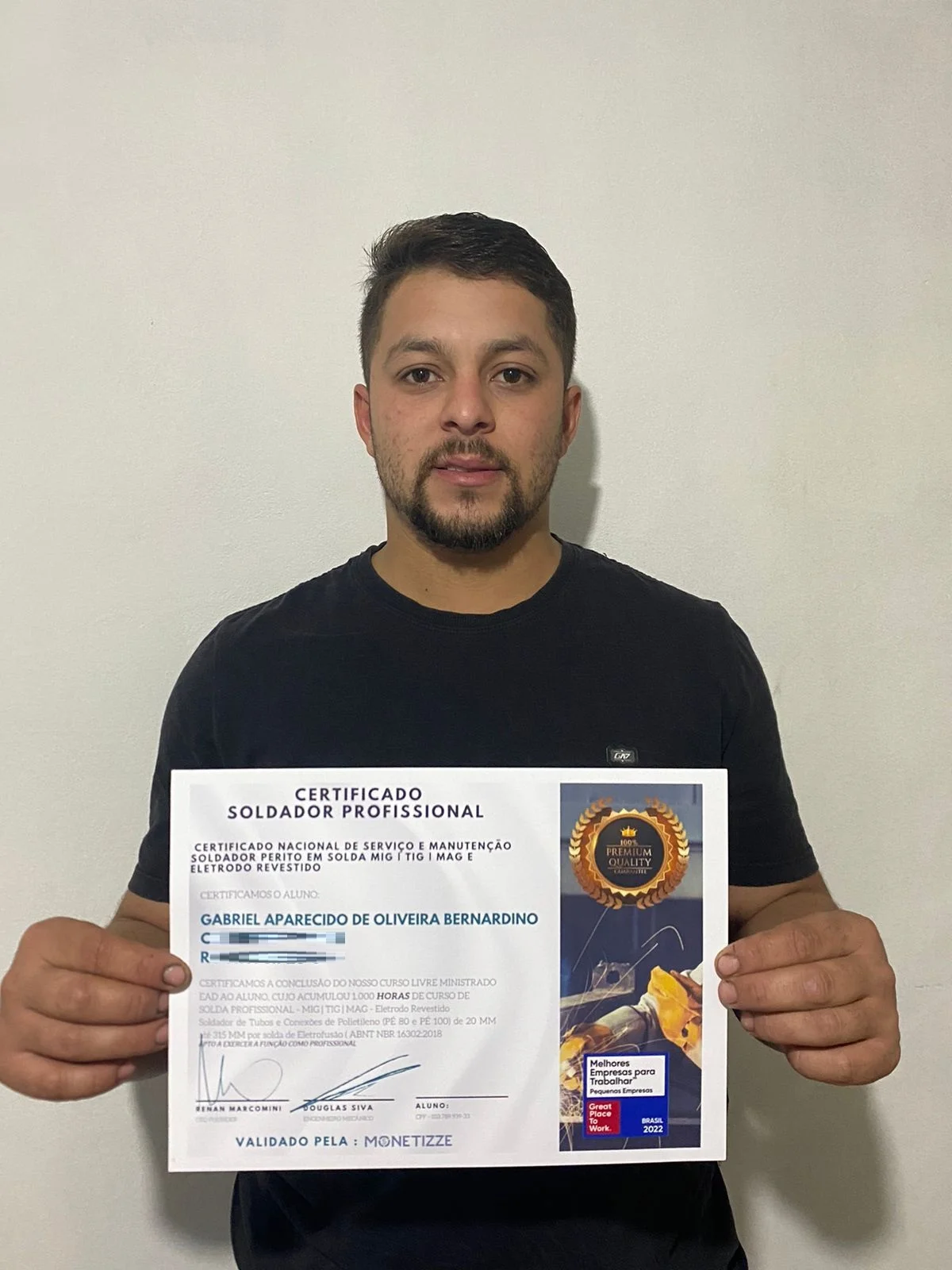 Aluno com certificado