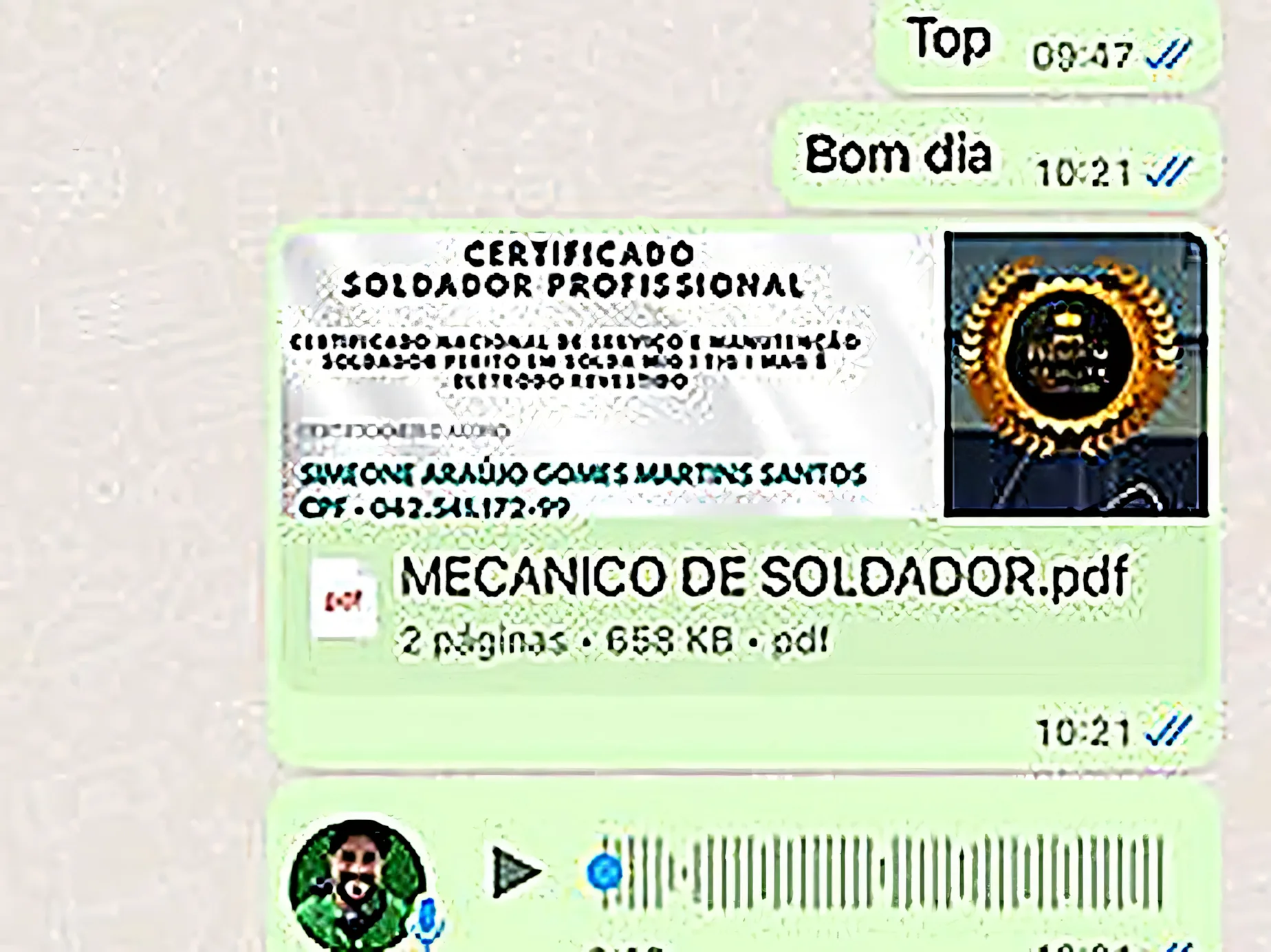 Depoimento de aluno