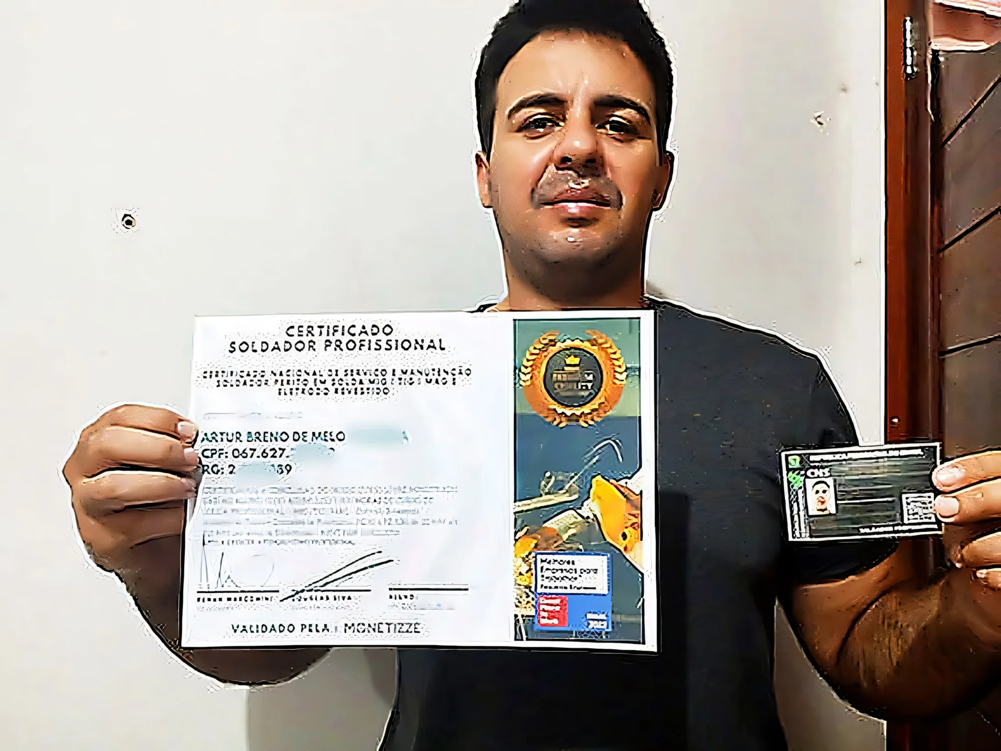 Aluno trabalhando como soldador