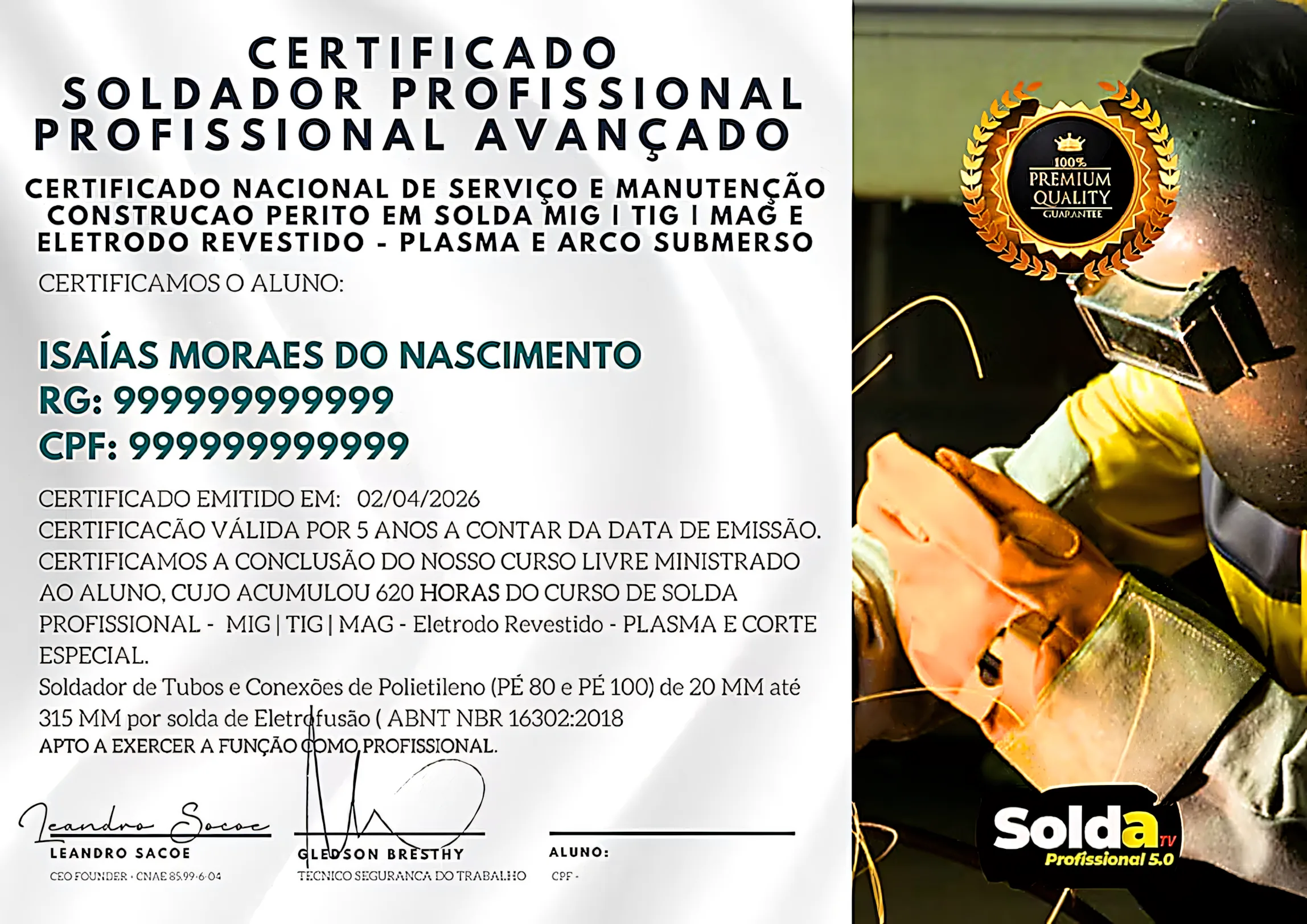 Certificado validado do curso