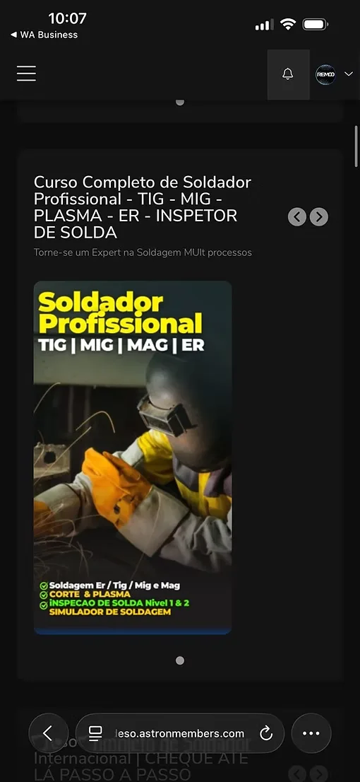 Aluno acompanhado pelo suporte no WhatsApp